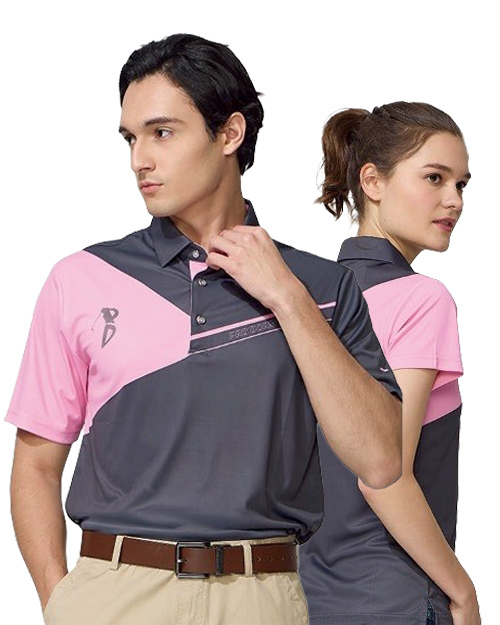 休閒POLO衫-精品彈力雙面布-灰配粉｜<span>男版PD-T81157_女版PD-T81158</span>
