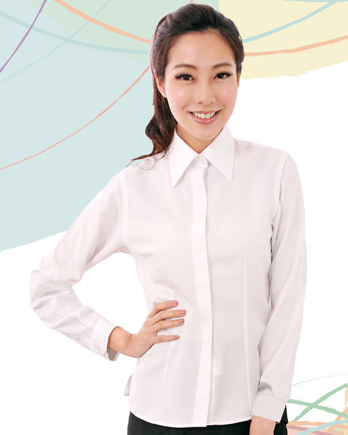 女襯衫 長袖襯衫 短袖襯衫 白色 暗扣 領尖角  <span>S-01A</span>
