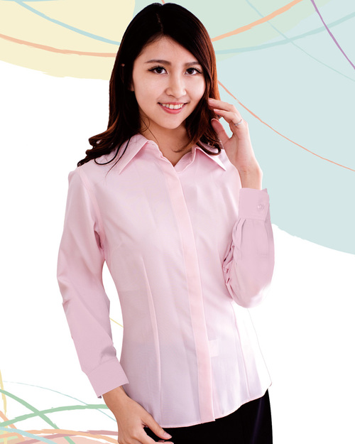 女襯衫 長袖襯衫 短袖襯衫 淺粉紅色素面  <span>S-08A ＃P.15</span>