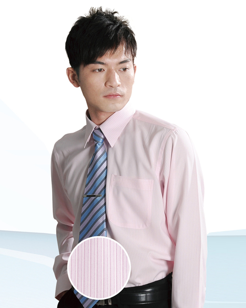 男襯衫 長袖襯衫 短袖襯衫 淺粉紅色條紋  <span>S-34 ＃P.44</span>