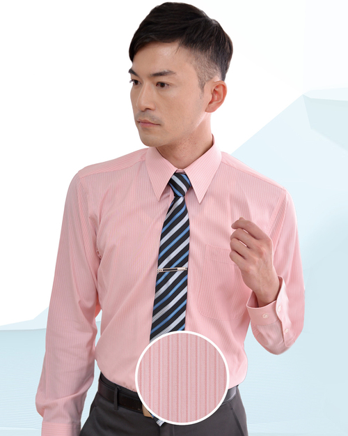 男襯衫 長袖襯衫 短袖襯衫 粉橘色條紋  <span>S-35 ＃P.44</span>  |商品介紹|襯衫 / 西裝套裝 【現貨款】|西裝襯衫 YA TI 【現貨款】 男版