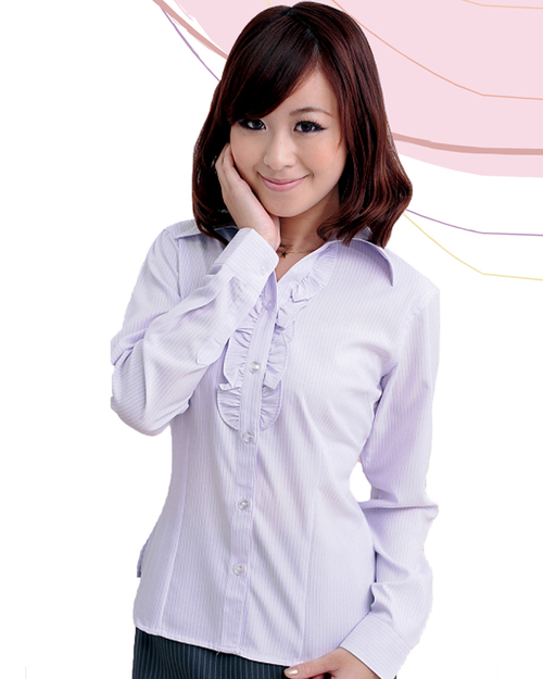 女襯衫 長袖襯衫 短袖襯衫 淺紫藍色條紋  <span>S-36E ＃P.36</span>