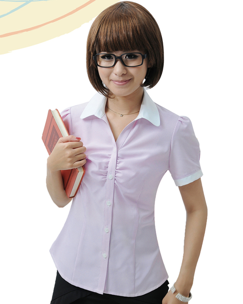 女襯衫 長袖襯衫 短袖襯衫 粉紫色 胸口細摺  <span>S-42EY ＃P.48</span>  |商品介紹|襯衫 / 西裝套裝 【現貨款】|西裝襯衫 YA TI 【現貨款】 女版