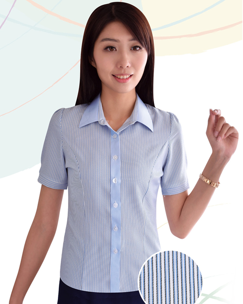 女襯衫 長袖襯衫 短袖襯衫 藍色條紋  <span>S-63EH ＃P.50</span>