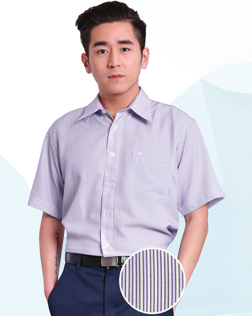 男襯衫 長袖襯衫 短袖襯衫 紫色條紋 <span>S-64 ＃P.43</span>  |商品介紹|襯衫 / 西裝套裝 【現貨款】|西裝襯衫 YA TI 【現貨款】 男版