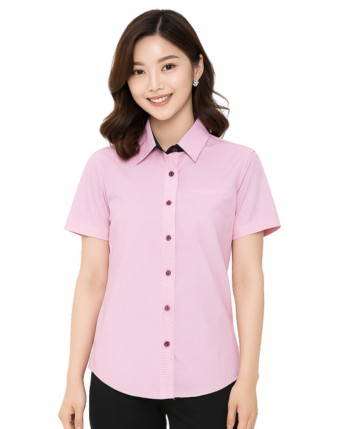 專櫃襯衫 訂製｜短袖 細條粉｜<span>SCANG-A01-04</span>