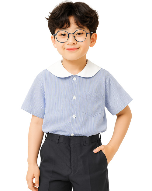 校服制服短袖  藍配深灰 <span>SCHUNI-B01</span>  |商品介紹|學校制服/幼兒園制服|學生制服【訂製款】