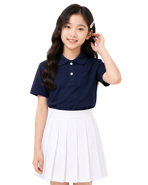校園樂團表演服｜Polo衫＋百褶裙-丈青配白｜<span>SHO-D36</span>