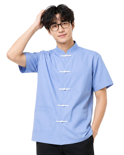 中式唐裝功夫服｜立領一字扣 水藍｜<span>FD-SX-0003-01</span>