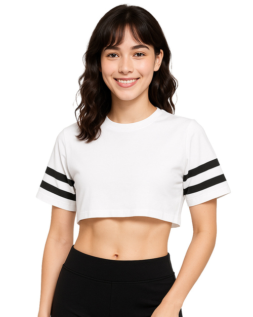 T恤訂製款短版-白配黑<span>TCANB-A01-00219</span>  |商品介紹|T恤客製化  【訂製款】|T恤訂製短袖腰身版