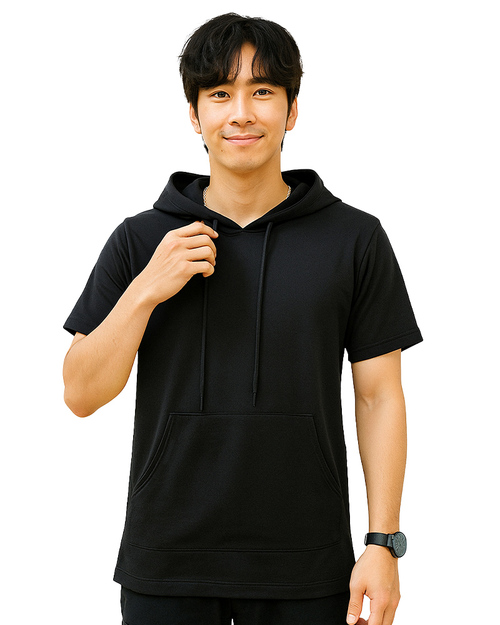 帽T短袖中性訂製-黑色 <span>TCANB-C01-00236</span>  |商品介紹|大學T / 帽T【現貨/訂製款】|短袖帽T【訂製款】