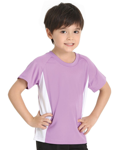 排汗衣吸引力快乾圓領短袖側接片童款-粉紫<span>THQK-AA01-61</span>