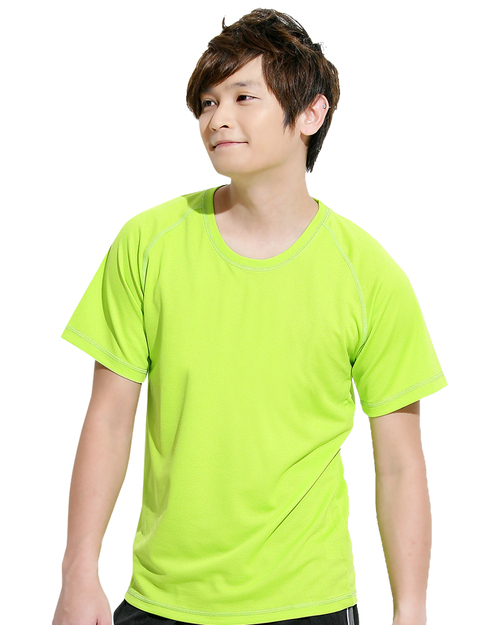 透氣排汗T圓領短袖斜袖款中性-螢光綠<span>THTB-A01-44</span>