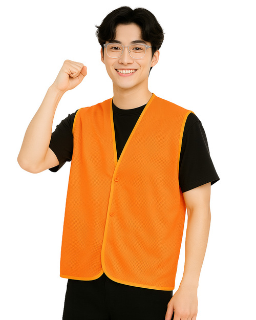 洞洞布活動背心｜釦子款｜桔色滾金黃｜<span>VCAN-C-07</span>