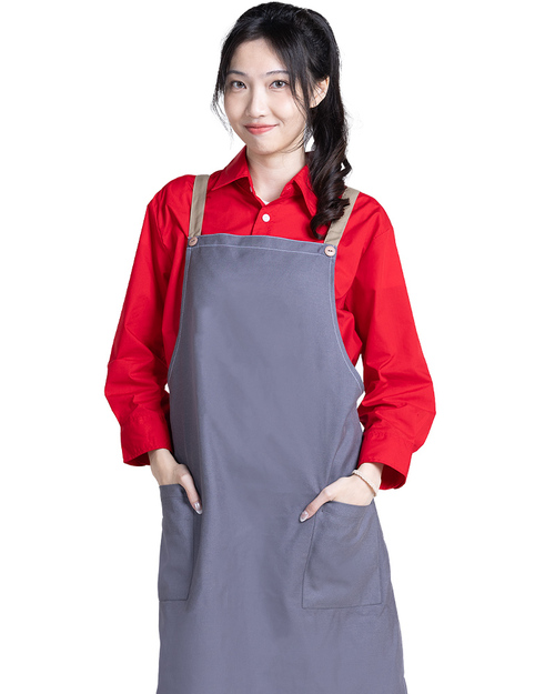 早餐店圍裙/日式圍裙 灰配卡其 <span>APCAN-A-00069</span>  |商品介紹|圍裙【訂製 / 現貨款】|日式圍裙【訂製款】