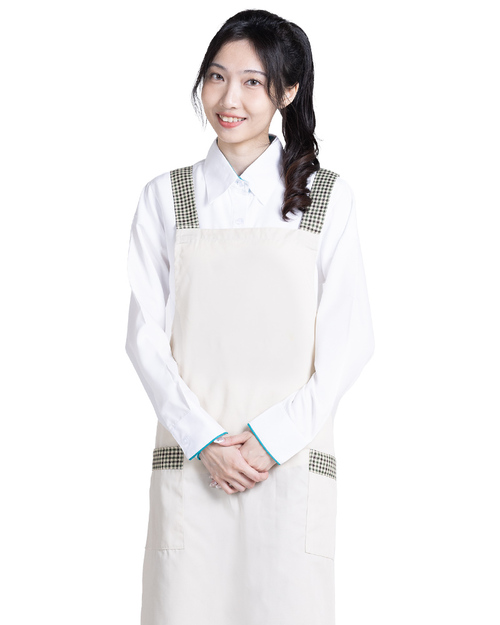 日式圍裙 訂製教保圍裙 米色配格子 <span>APCAN-A-00072</span>  |商品介紹|圍裙【訂製 / 現貨款】|日式圍裙【訂製款】