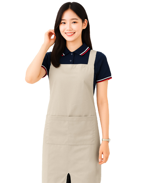圍裙日型開叉款｜雙大口袋卡其色｜<span>APCAN-A-00080</span>
