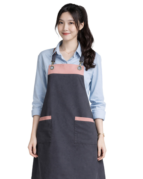 餐飲圍裙｜交叉式圍裙 訂製｜深灰配卡其｜<span>APCAN-C-00071</span>