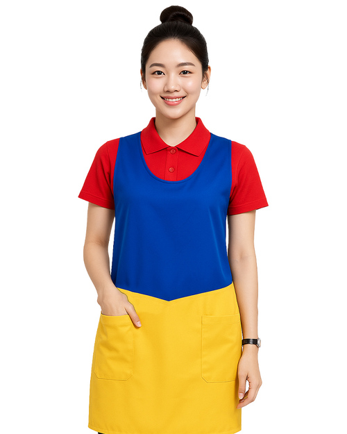 拚色造型圍裙｜繞頸圍裙訂製-寶藍配黃｜<span>APCAN-C-00077</span>