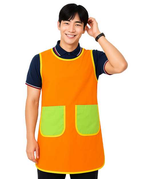 安親班圍裙/訂製圍裙-橘配綠｜<span>APCAN-S-00037</span>