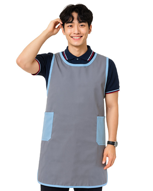 安親班圍裙/訂製圍裙-灰配水藍｜<span>APCAN-S-00038</span>