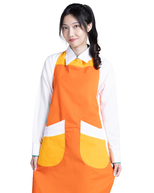 幼保圍裙 交叉式圍裙訂製-橘配黃白 <span>APCAN-X-00067a</span>  |商品介紹|圍裙【訂製 / 現貨款】|大人圍裙【訂製款】