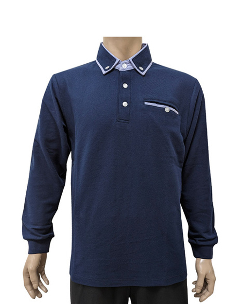 POLO 訂製 襯衫領 長袖 領座領釦 丈青 <span>PCANB-S02-00388</span>  |商品介紹|POLO衫客製化【訂製款】|POLO衫長袖訂製中性版