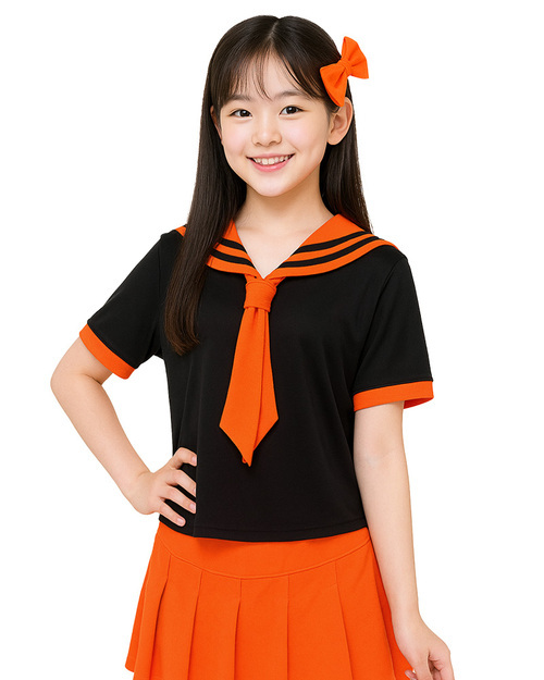 合唱團服 水手服 黑配橘<span>SHO-D10</span>  |商品介紹|表演服 / 功夫服 【訂製 / 現貨】|合唱團制服【訂製款】