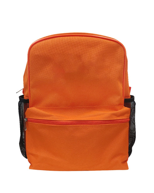 兒童丹尼布後背包側網袋 訂製-桔色<span>BAG-BKB03</span>  |商品介紹|環保袋 / 束口袋 / 書包 / 包袋類【訂製款】 |書包後背包【訂製款】