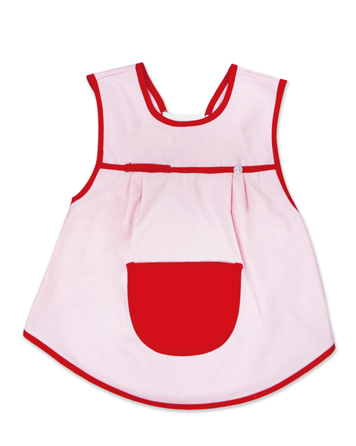 幼兒園圍兜 無袖 訂製款 粉紅滾紅<span>BIC-00-06</span>  |商品介紹|圍兜【訂製款】|幼兒園圍兜 無袖