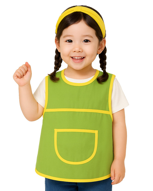 幼兒園圍兜 無袖 訂製款 螢光綠滾黃<span>BIC-00-07</span>