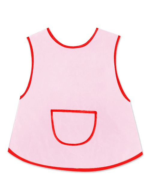 幼兒園圍兜 無袖 訂製款 粉紅底紅邊<span>BIC-00-08</span>  |商品介紹|圍兜【訂製款】|幼兒園圍兜 無袖