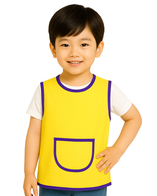 幼兒園圍兜 無袖 訂製款 黃滾紫<span>BIC-00-10</span>
