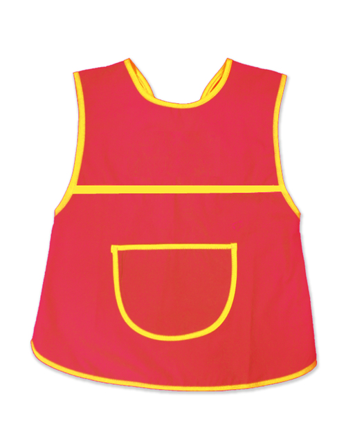 幼兒園圍兜 無袖 訂製款 紅滾黃<span>BIC-00-11</span>  |商品介紹|圍兜【訂製款】|幼兒園圍兜 無袖