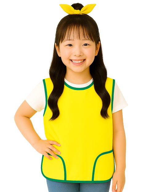 幼兒園圍兜 無袖 訂製款 黃滾綠<span>BIC-03-12</span>  |商品介紹|圍兜【訂製款】|幼兒園圍兜 無袖