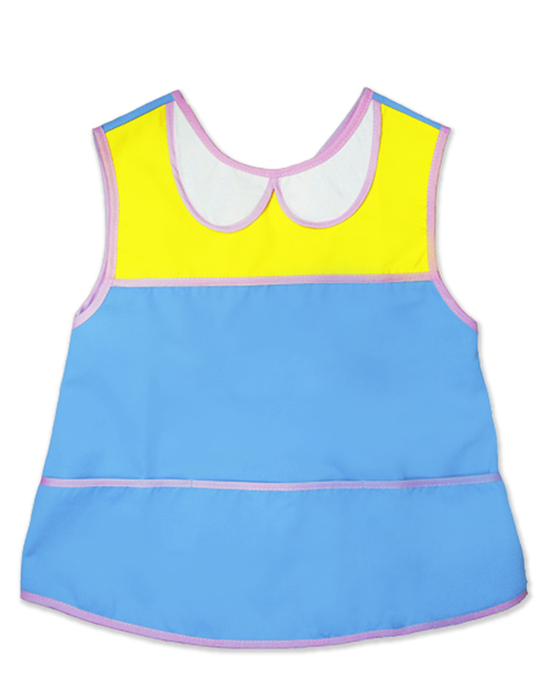 幼兒園圍兜 無袖 訂製款 藍黃滾粉紅<span>BIC-00-14</span>  |商品介紹|圍兜【訂製款】|幼兒園圍兜 無袖