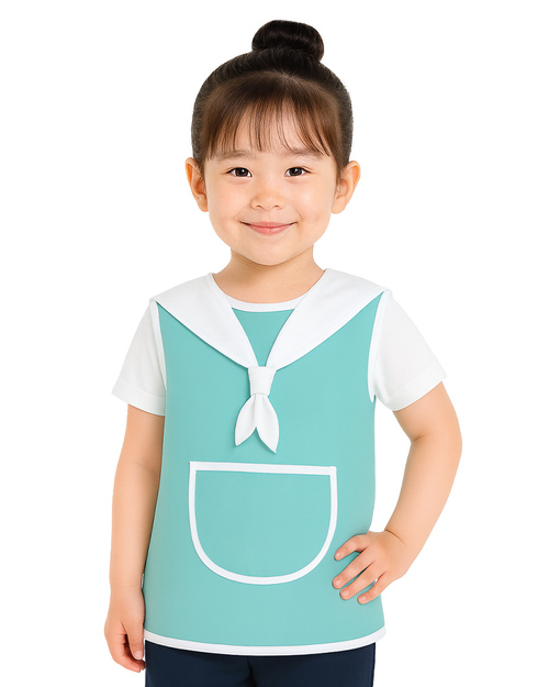 幼兒園圍兜 無袖 訂製款 蒂芬妮配白 領結款<span>BIC-00-31</span>  |商品介紹|圍兜【訂製款】|幼兒園圍兜 無袖