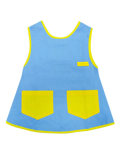 幼兒園圍兜 無袖 訂製款 水藍配黃<span>BIC-00-32</span>  |商品介紹|圍兜【訂製款】|幼兒園圍兜 無袖