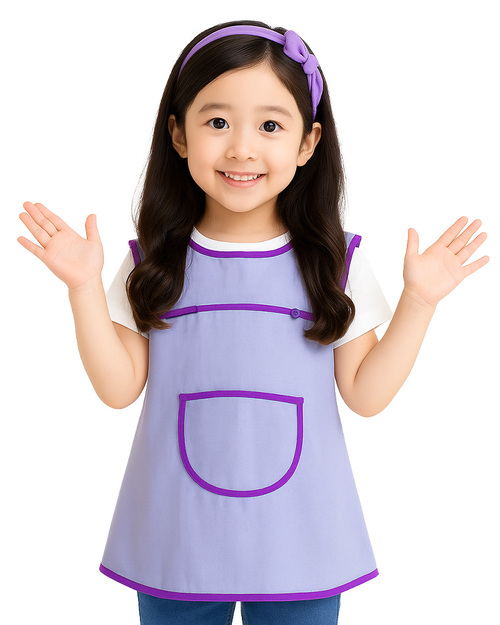 幼兒園圍兜 無袖 訂製款 粉紫配亮紫 <span>BIC-00-33</span>  |商品介紹|圍兜【訂製款】|幼兒園圍兜 無袖