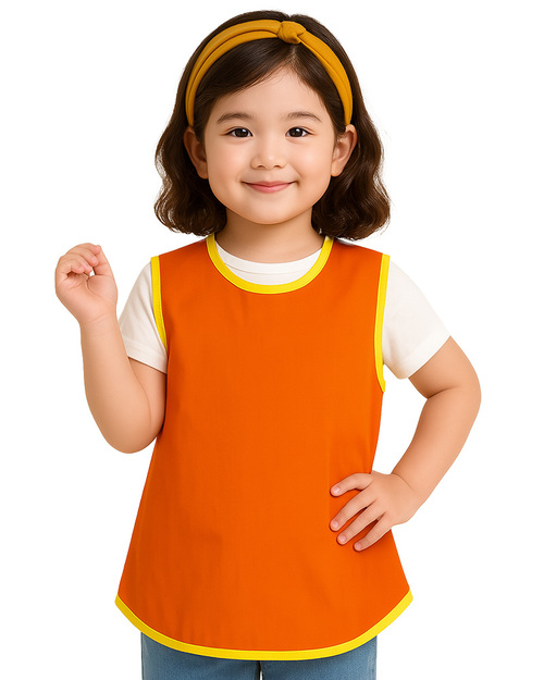 幼兒園圍兜 無袖 訂製款 桔滾黃 <span>BIC-00-36</span>