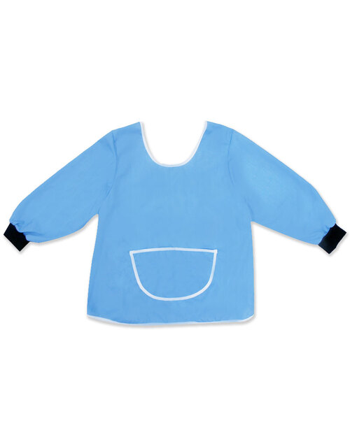 幼兒園圍兜 長袖 訂製款 水藍<span>BICS-02-02</span>  |商品介紹|圍兜【訂製款】|幼兒園/國小圍兜 長袖 