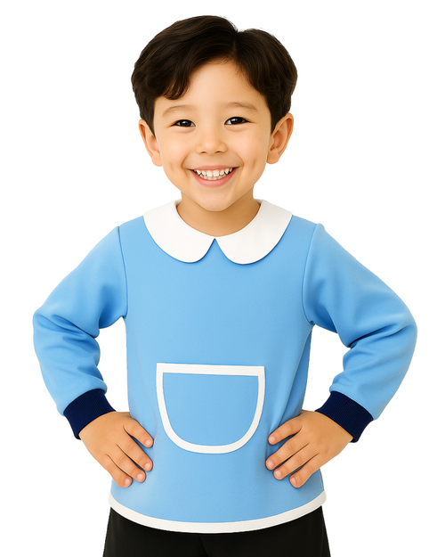 幼兒園圍兜 長袖 訂製款 水藍<span>BICS-00-04</span>