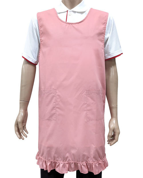 幼兒園老師圍裙/日式圍裙/訂製圍裙-荷邊粉 <span>BID-00-04</span>  |商品介紹|圍兜【訂製款】|大人圍兜 