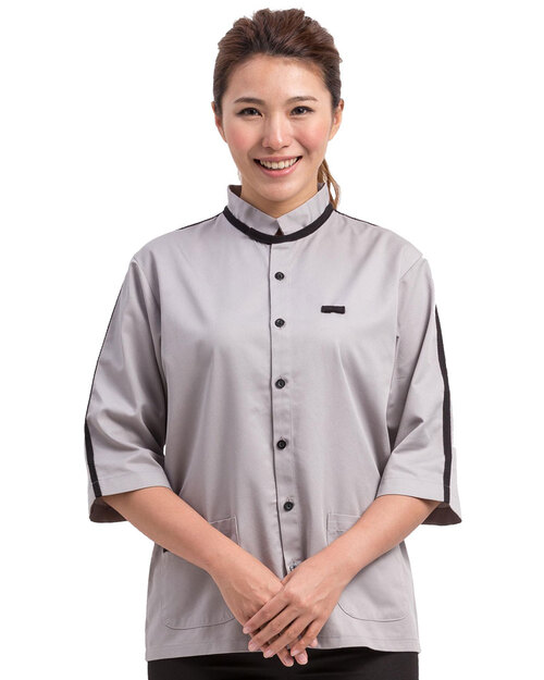 港式餐飲服 五分袖 灰/黑<span>CCH-CAN-SA-11</span>  |商品介紹|餐飲服裝 / 廚師服 / 廚師帽|港式餐飲服 【訂製款】