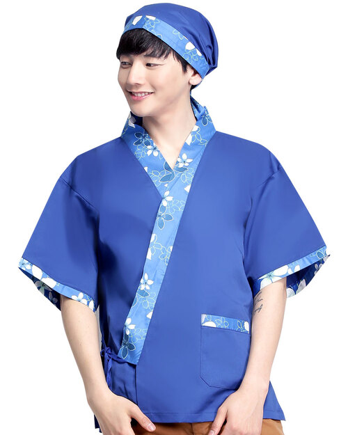 日式和服 花布/寶藍<span>CCJ-CAN-CA-04</span>  |商品介紹|餐飲服裝 / 廚師服 / 廚師帽|日式餐飲服 【訂製款】