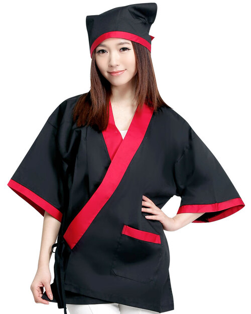 日式和服 黑/紅<span>CCJ-CAN-CA-08</span>  |商品介紹|餐飲服裝 / 廚師服 / 廚師帽|日式餐飲服 【訂製款】