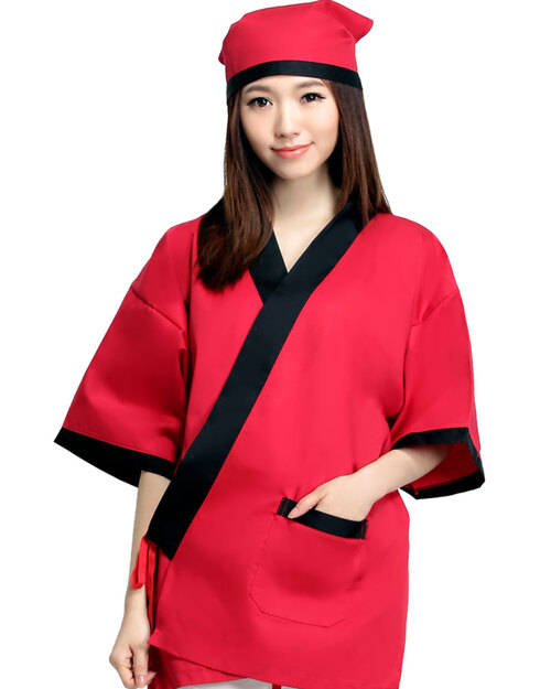 日式和服 紅/黑 有口袋<span>CCJ-CAN-CA-09</span>  |商品介紹|餐飲服裝 / 廚師服 / 廚師帽|日式餐飲服 【訂製款】