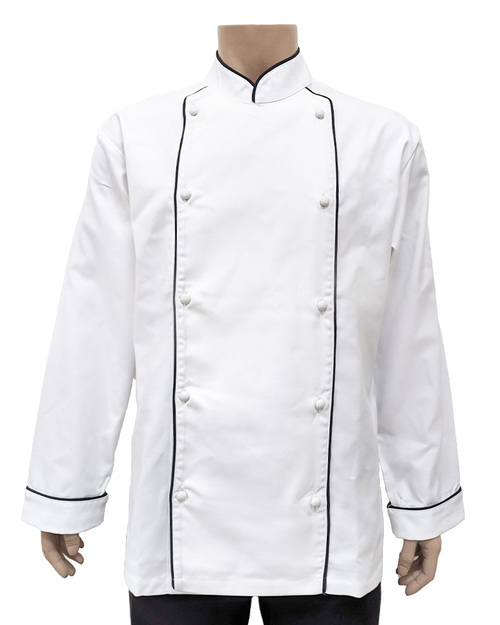 廚師服 雙排釦 九分袖 白出芽黑 <span>CCW-CAN-BB-10</span>  |商品介紹|餐飲服裝 / 廚師服 / 廚師帽|西式廚師服  【訂製款】
