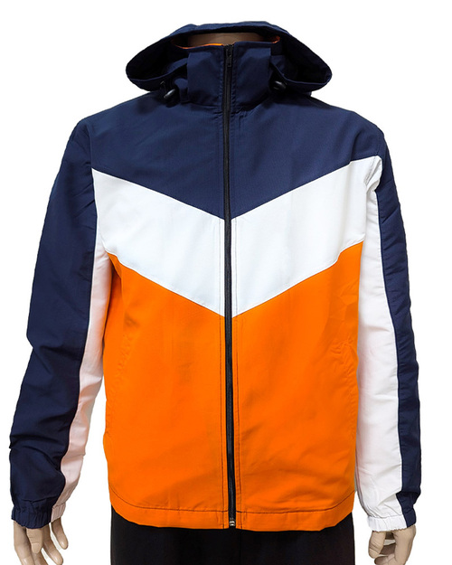 連帽風衣外套 可拆帽 洞洞布內裡 丈青配白橘 <span>COAT-C-01</span>  |商品介紹|外套【訂製 / 現貨款】|休閒外套【訂製款】