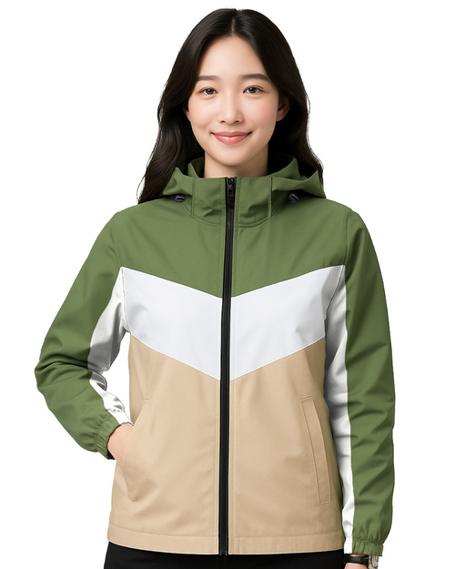 連帽風衣外套 可拆帽 洞洞布內裡 芥末綠配白卡其 <span>COAT-C-01b</span>
